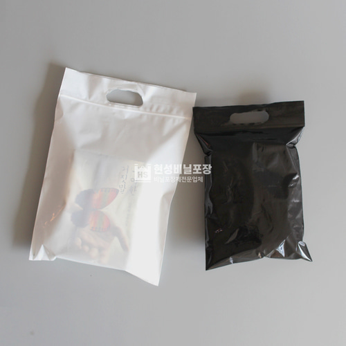 PE 화이트/블랙 링 지퍼 비닐쇼핑백(100장)